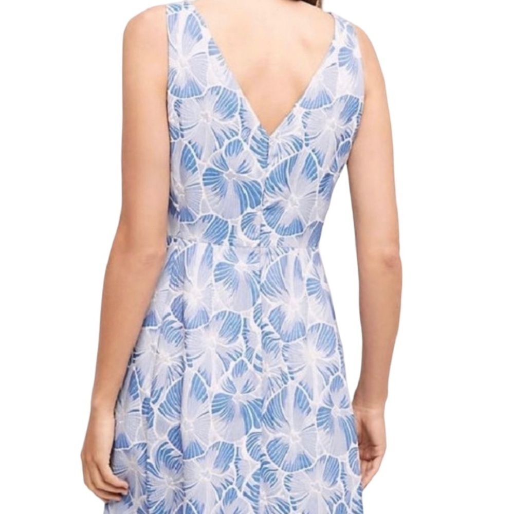 Anthropologie Moulinette Soeurs Willow Lake Blue Floral Brocade Dress Size 8 - Picture 2 of 9